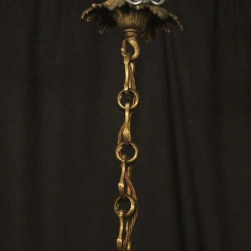FRENCH 19TH CENTURY GILDED BRONZE CONVEX ANTIQUE HALL LANTERN - ADDITIONAL PHOTO 9