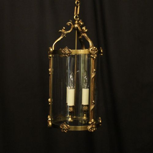 french gilded bronze antique hall lantern - CATEGORY: ANTIQUE LIGHTING - DATED 1920