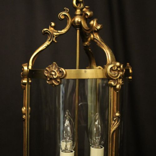 FRENCH GILDED BRONZE ANTIQUE HALL LANTERN - ADDITIONAL PHOTO 2