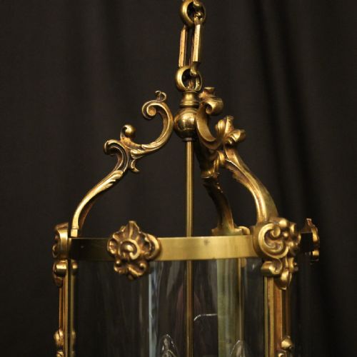 FRENCH GILDED BRONZE ANTIQUE HALL LANTERN - ADDITIONAL PHOTO 3