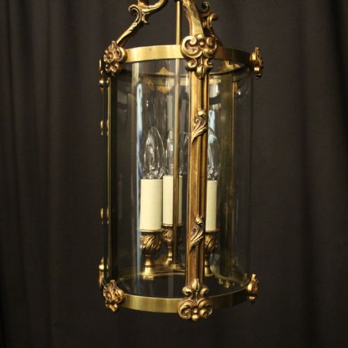 FRENCH GILDED BRONZE ANTIQUE HALL LANTERN - ADDITIONAL PHOTO 4