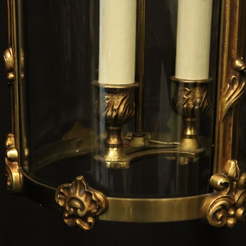 FRENCH GILDED BRONZE ANTIQUE HALL LANTERN - ADDITIONAL PHOTO 7
