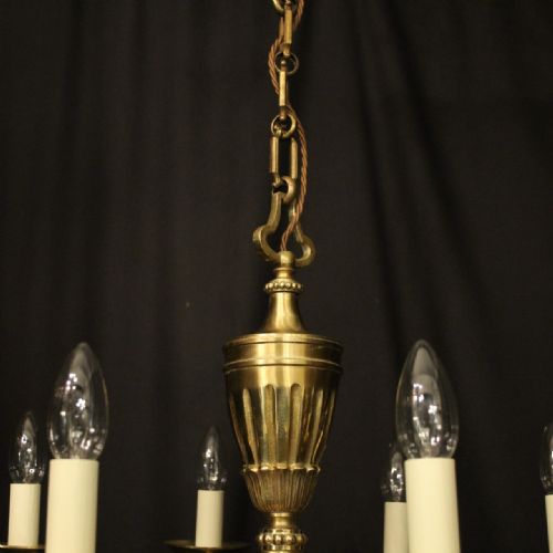 FRENCH GILDED BRASS 8 LIGHT ANTIQUE CHANDELIER - ADDITIONAL PHOTO 7
