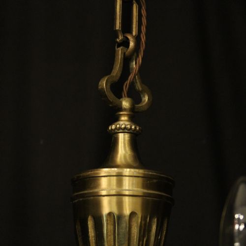 FRENCH GILDED BRASS 8 LIGHT ANTIQUE CHANDELIER - ADDITIONAL PHOTO 8