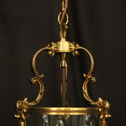 FRENCH GILDED TRIPLE LIGHT CONVEX HALL LANTERN - ADDITIONAL PHOTO 1