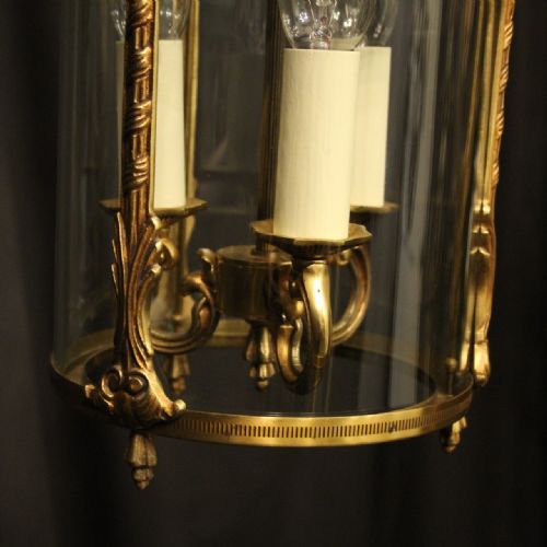 FRENCH GILDED TRIPLE LIGHT CONVEX HALL LANTERN - ADDITIONAL PHOTO 5