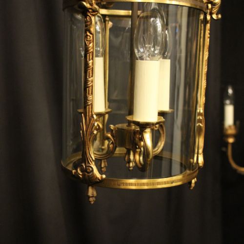 FRENCH GILDED TRIPLE LIGHT CONVEX HALL LANTERN - ADDITIONAL PHOTO 6