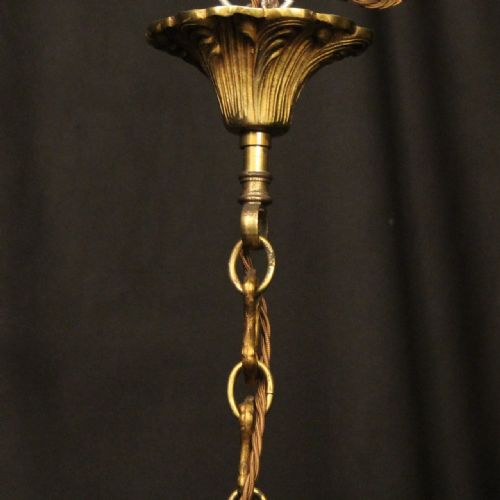 FRENCH GILDED TRIPLE LIGHT CONVEX HALL LANTERN - ADDITIONAL PHOTO 9