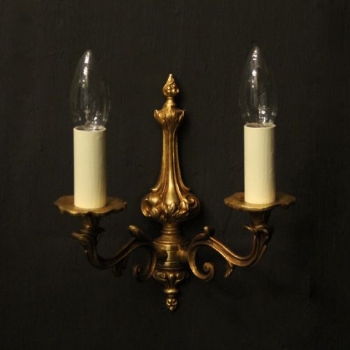 FRENCH SMALL PAIR OF GILDED ANTIQUE WALL LIGHTS - ADDITIONAL PHOTO 1
