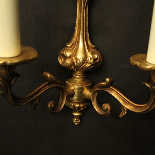 FRENCH SMALL PAIR OF GILDED ANTIQUE WALL LIGHTS - ADDITIONAL PHOTO 2