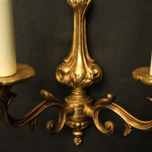 FRENCH SMALL PAIR OF GILDED ANTIQUE WALL LIGHTS - ADDITIONAL PHOTO 5