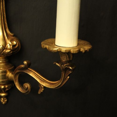 FRENCH SMALL PAIR OF GILDED ANTIQUE WALL LIGHTS - ADDITIONAL PHOTO 6