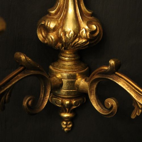 FRENCH SMALL PAIR OF GILDED ANTIQUE WALL LIGHTS - ADDITIONAL PHOTO 8