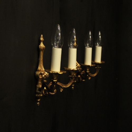 FRENCH SMALL PAIR OF GILDED ANTIQUE WALL LIGHTS - ADDITIONAL PHOTO 9