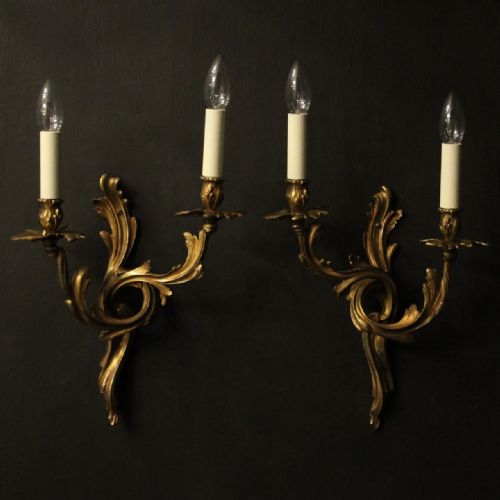 french pair of bronze antique wall sconces - CATEGORY: ANTIQUE LIGHTING - DATED 19TH CENTURY