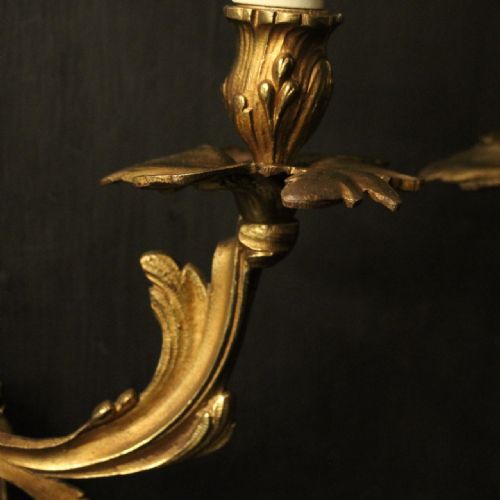 FRENCH PAIR OF BRONZE ANTIQUE WALL SCONCES - ADDITIONAL PHOTO 7