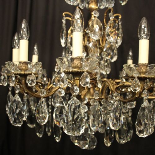 FRENCH GILDED BRONZE CRYSTAL 10 LIGHT ANTIQUE CHANDELIER - ADDITIONAL PHOTO 1