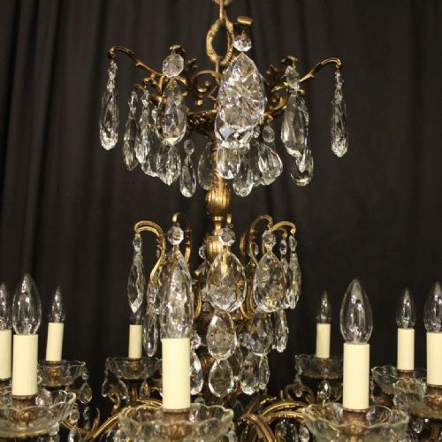 FRENCH GILDED BRONZE CRYSTAL 10 LIGHT ANTIQUE CHANDELIER - ADDITIONAL PHOTO 5