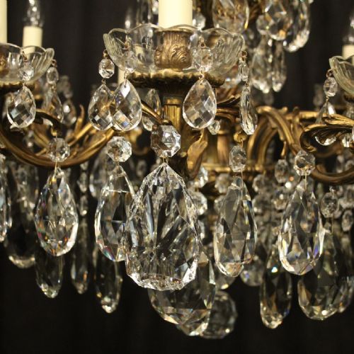 FRENCH GILDED BRONZE CRYSTAL 10 LIGHT ANTIQUE CHANDELIER - ADDITIONAL PHOTO 7