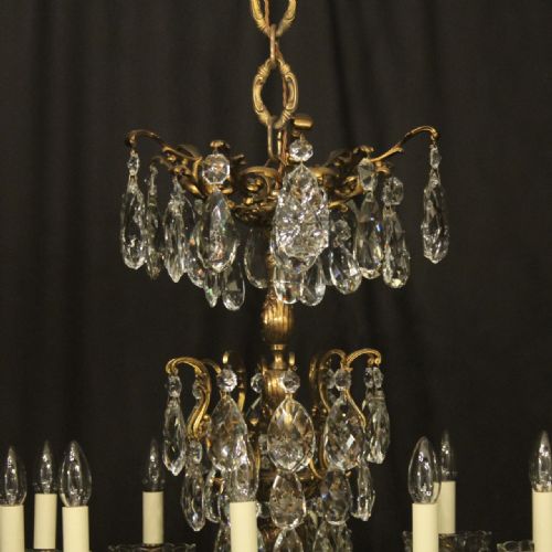 FRENCH GILDED BRONZE CRYSTAL 10 LIGHT ANTIQUE CHANDELIER - ADDITIONAL PHOTO 8