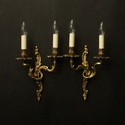 french pair of gilded bronze antique wall lights - CATEGORY: ANTIQUE LIGHTING - DATED 1920