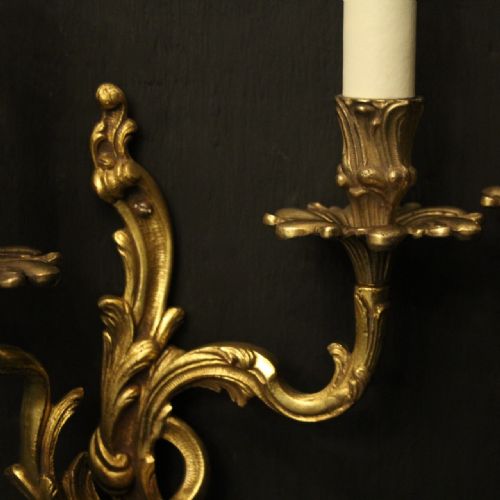 FRENCH PAIR OF GILDED BRONZE ANTIQUE WALL LIGHTS - ADDITIONAL PHOTO 5