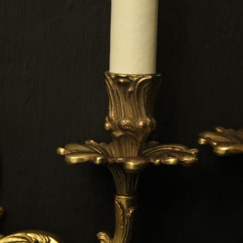 FRENCH PAIR OF GILDED BRONZE ANTIQUE WALL LIGHTS - ADDITIONAL PHOTO 7
