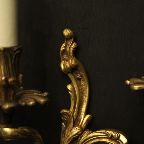 FRENCH PAIR OF GILDED BRONZE ANTIQUE WALL LIGHTS - ADDITIONAL PHOTO 8