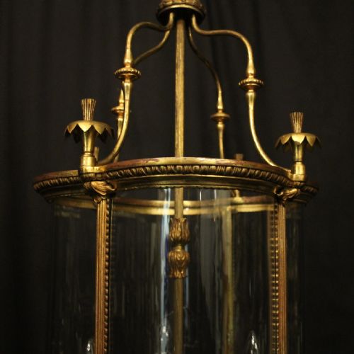 FRENCH GILDED BRONZE FOUR LIGHT ANTIQUE CONVEX LANTERN - ADDITIONAL PHOTO 1