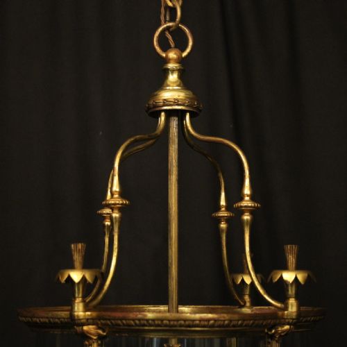 FRENCH GILDED BRONZE FOUR LIGHT ANTIQUE CONVEX LANTERN - ADDITIONAL PHOTO 3