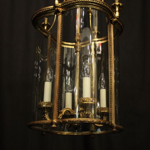 FRENCH GILDED BRONZE FOUR LIGHT ANTIQUE CONVEX LANTERN - ADDITIONAL PHOTO 6