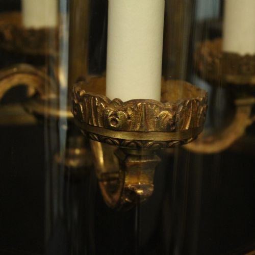 FRENCH GILDED BRONZE FOUR LIGHT ANTIQUE CONVEX LANTERN - ADDITIONAL PHOTO 7
