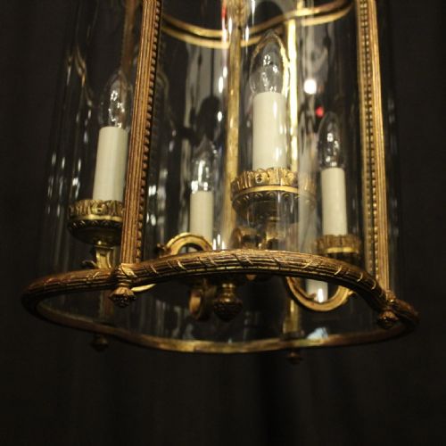 FRENCH GILDED BRONZE FOUR LIGHT ANTIQUE CONVEX LANTERN - ADDITIONAL PHOTO 8