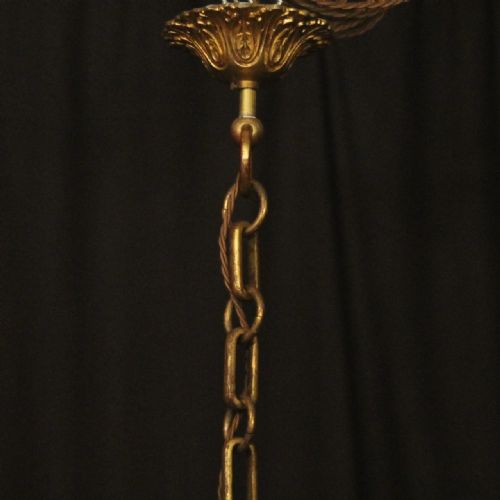FRENCH GILDED BRONZE FOUR LIGHT ANTIQUE CONVEX LANTERN - ADDITIONAL PHOTO 9