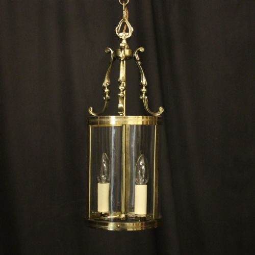 french brass twin light antique convex lantern - CATEGORY: ANTIQUE LIGHTING - DATED 1920