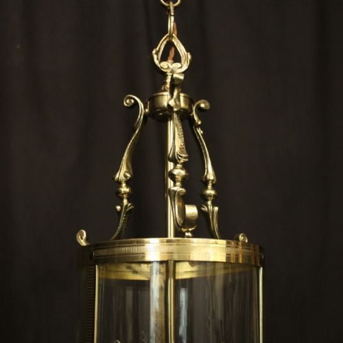 FRENCH BRASS TWIN LIGHT ANTIQUE CONVEX LANTERN - ADDITIONAL PHOTO 1