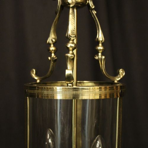 FRENCH BRASS TWIN LIGHT ANTIQUE CONVEX LANTERN - ADDITIONAL PHOTO 2