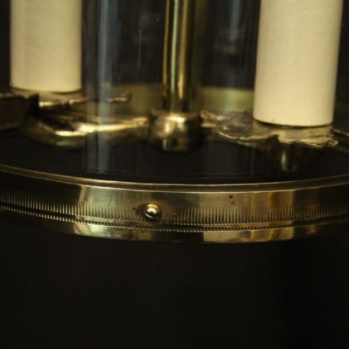 FRENCH BRASS TWIN LIGHT ANTIQUE CONVEX LANTERN - ADDITIONAL PHOTO 5