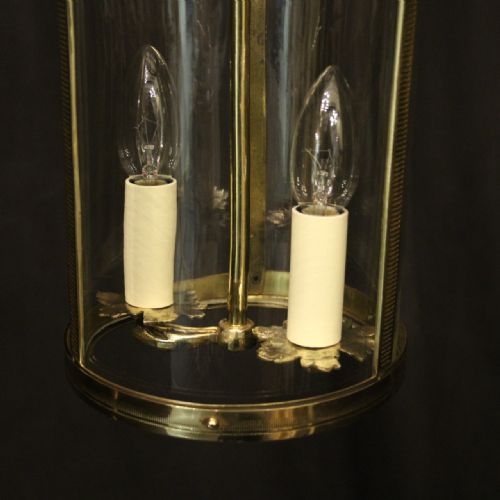 FRENCH BRASS TWIN LIGHT ANTIQUE CONVEX LANTERN - ADDITIONAL PHOTO 6