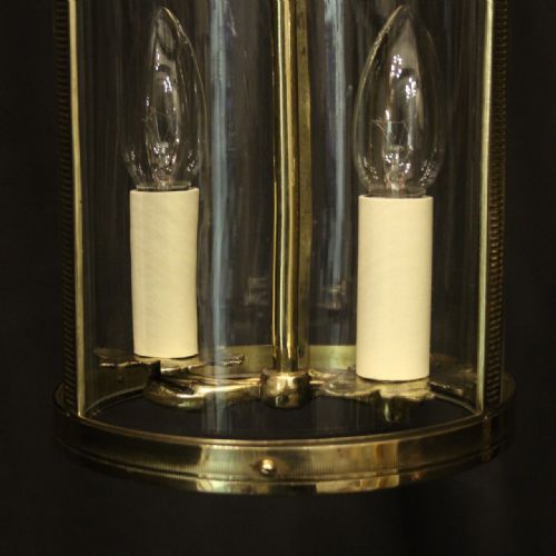 FRENCH BRASS TWIN LIGHT ANTIQUE CONVEX LANTERN - ADDITIONAL PHOTO 7