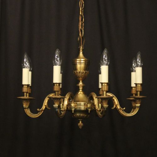 french gilded bronze 8 light chandelier - CATEGORY: ANTIQUE LIGHTING - DATED 1930