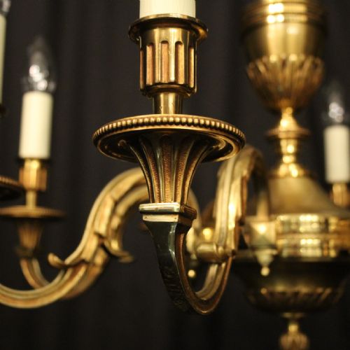 FRENCH GILDED BRONZE 8 LIGHT CHANDELIER - ADDITIONAL PHOTO 4