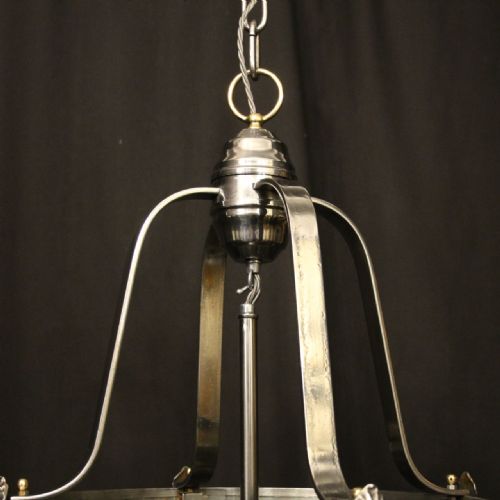 LARGE FRENCH STEEL SIX LIGHT CONVEX LANTERN - ADDITIONAL PHOTO 6