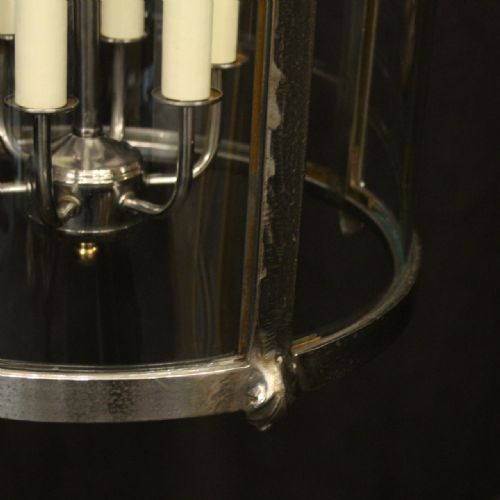 LARGE FRENCH STEEL SIX LIGHT CONVEX LANTERN - ADDITIONAL PHOTO 8