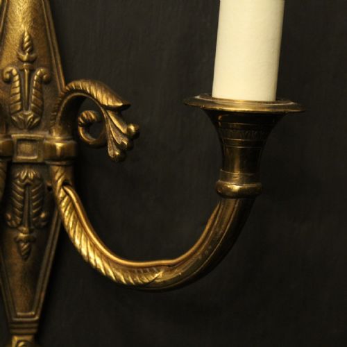 FRENCH PAIR OF GILDED ANTIQUE WALL LIGHTS - ADDITIONAL PHOTO 4