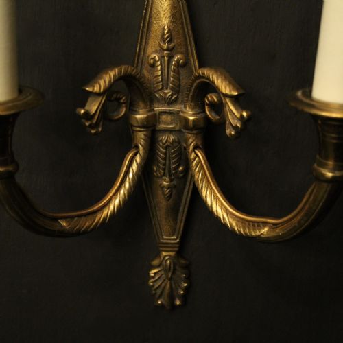FRENCH PAIR OF GILDED ANTIQUE WALL LIGHTS - ADDITIONAL PHOTO 5