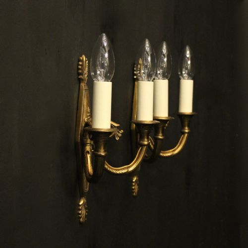 FRENCH PAIR OF GILDED ANTIQUE WALL LIGHTS - ADDITIONAL PHOTO 9