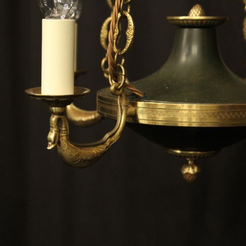 FRENCH GILDED BRASS EMPIRE 4 LIGHT CHANDELIER - ADDITIONAL PHOTO 2
