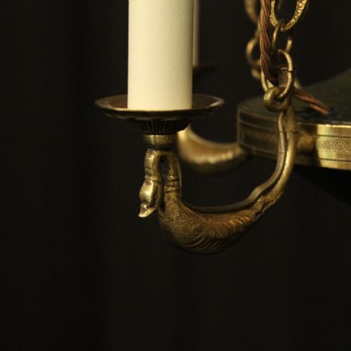 FRENCH GILDED BRASS EMPIRE 4 LIGHT CHANDELIER - ADDITIONAL PHOTO 3