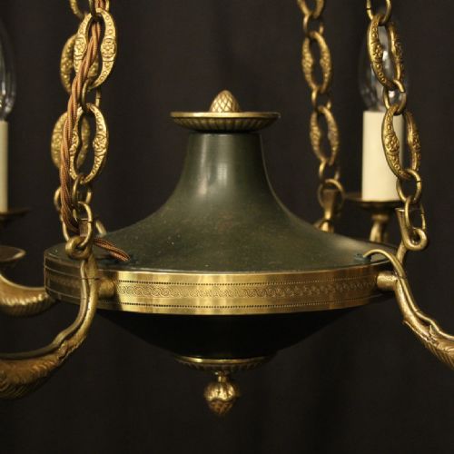 FRENCH GILDED BRASS EMPIRE 4 LIGHT CHANDELIER - ADDITIONAL PHOTO 4